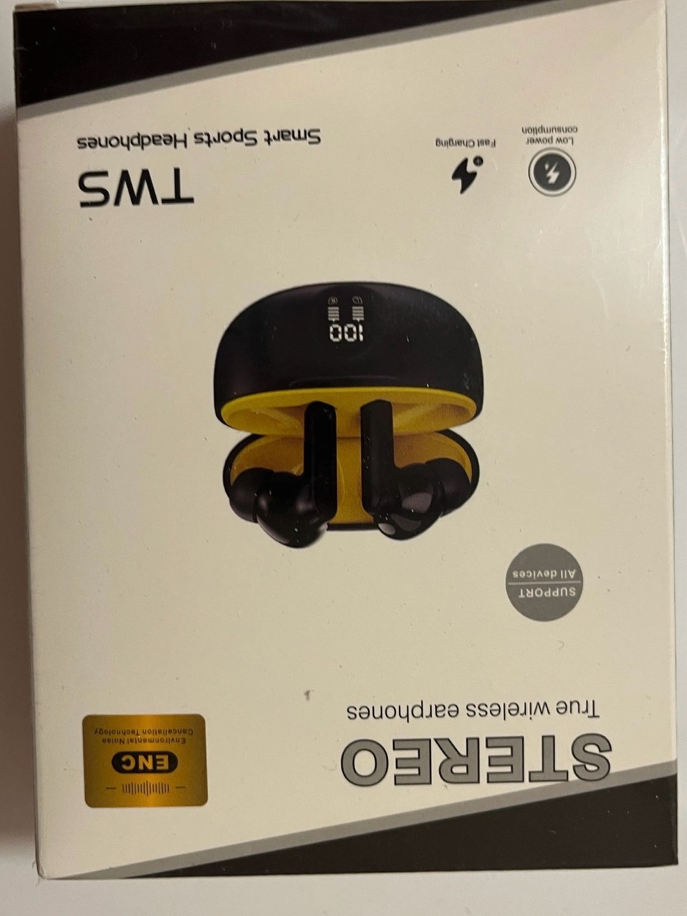 TWS Stereo True Wireless Earbuds - Black & Yellow